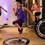 dame kelly holmes running on a mini trampoline